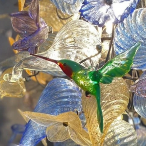 blue art glass chandelier detailing - bespoke chandelier uk
