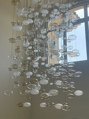 Bespoke Custom Made Pulegoso Clear and Frosted Murano Glass Bubble Chandelier