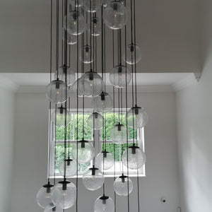 Modern Murano Pulegoso Blown Glass Bubble Lightweight Hallway Chandelier
