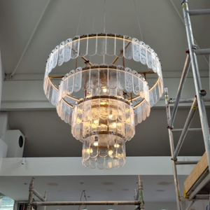 Bespoke 4 Tier Hammered Glass Chandelier - Roast, Borough Market