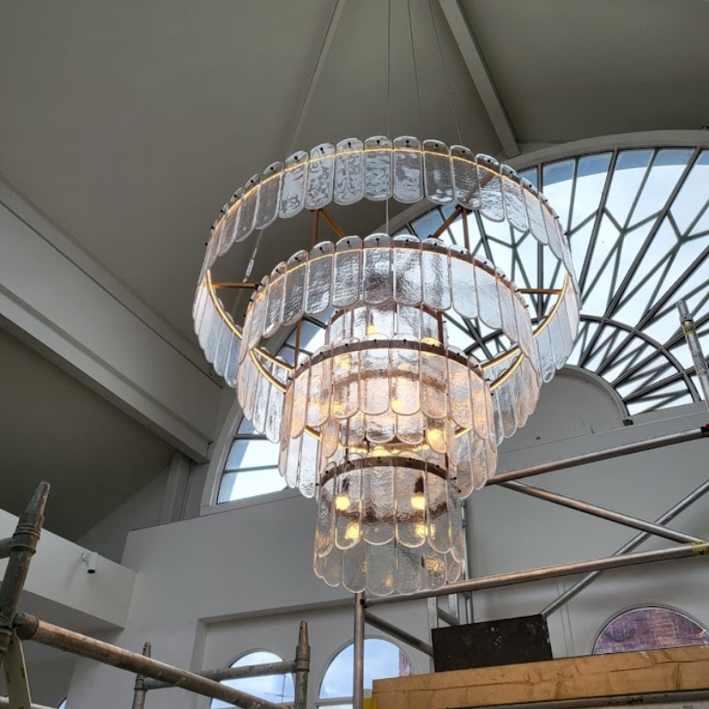 Bespoke 4 Tier Hammered Glass Chandelier - Roast, Borough Market