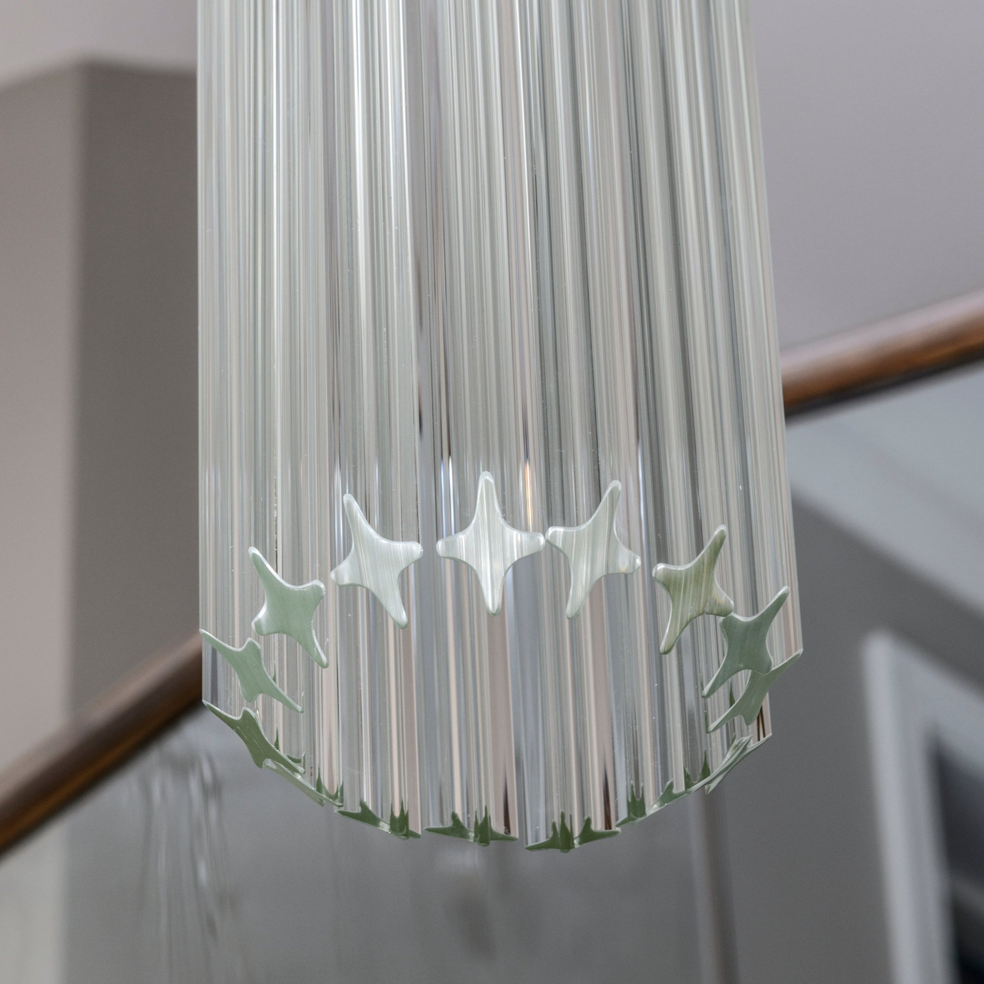 Custom Modern Glass Prism Stairwell Chandelier | Long Drop Chandelier For Staircase | Contemporary Stairwell Chandelier