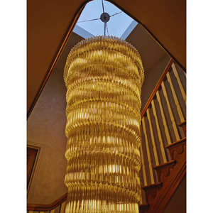 Custom 360cm Murano glass prism spiral chandelier with skylight suspension, ideal for high ceilings