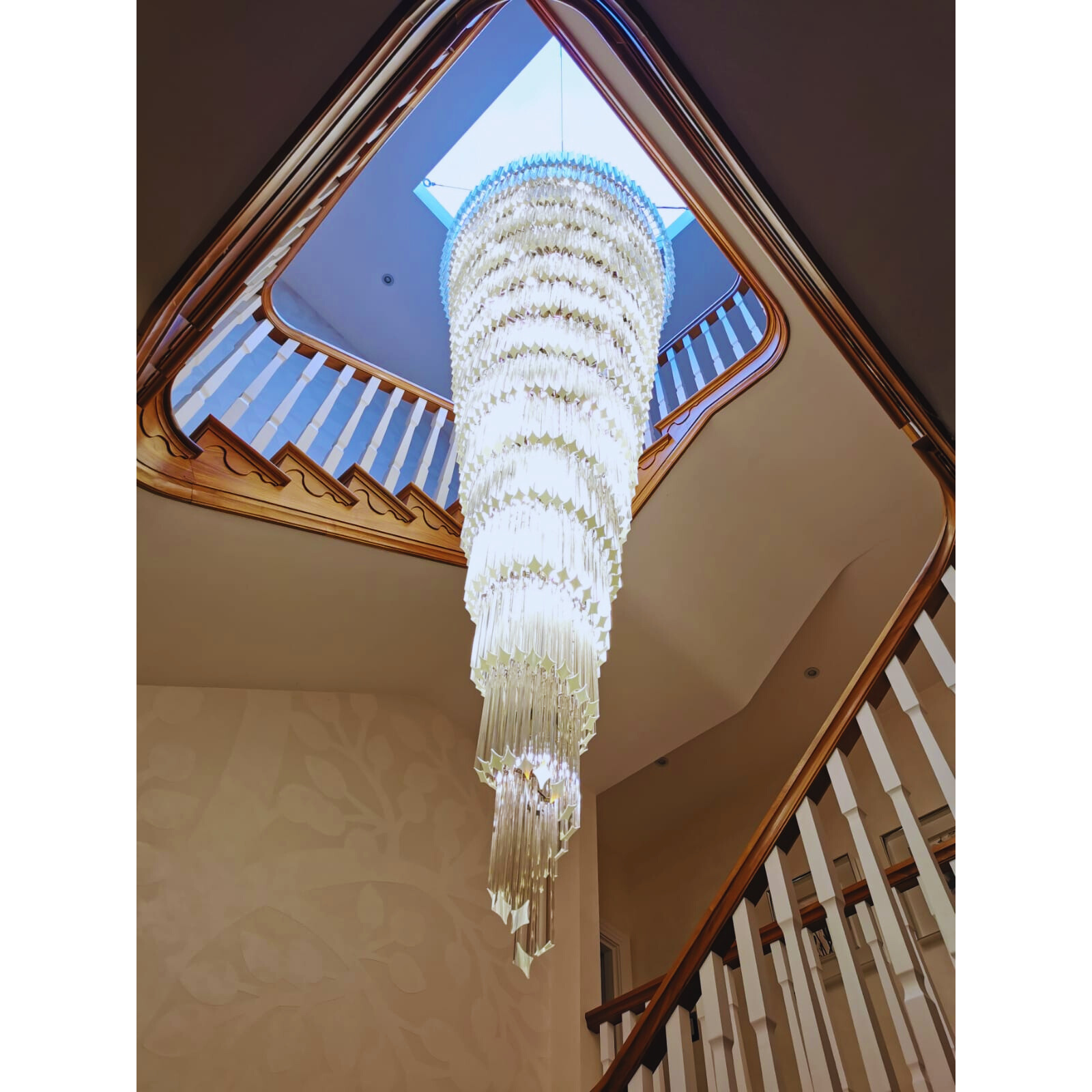 Italian Murano glass chandelier with unique skylight suspension, 360cm for grand interiors