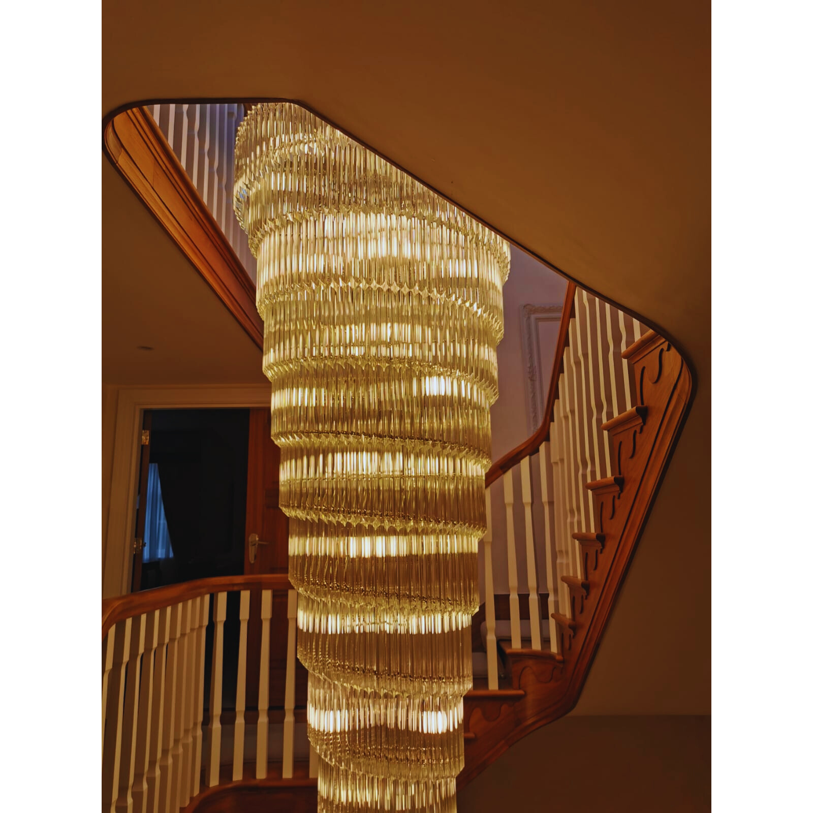 Custom 360cm Murano Glass Prism Spiral Chandelier with Skylight Suspension