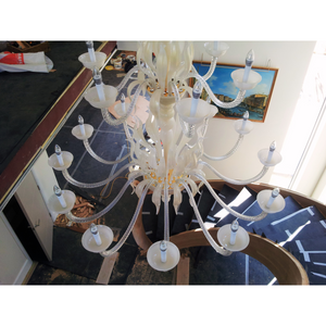 Detailed close-up of Classic Three-Tier Murano Glass Chandelier showcasing intricate glasswork.