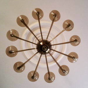 Top-down perspective of the smoke glass chandelier showcasing its circular pattern.