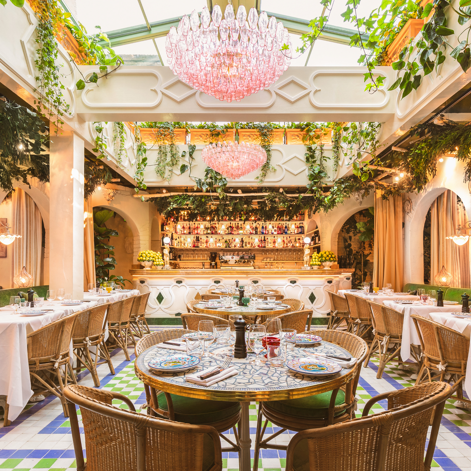 pink mid century chandelier - bespoke glass lighting