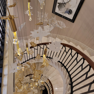 bespoke stairwell chandelier -custom glass chandelier