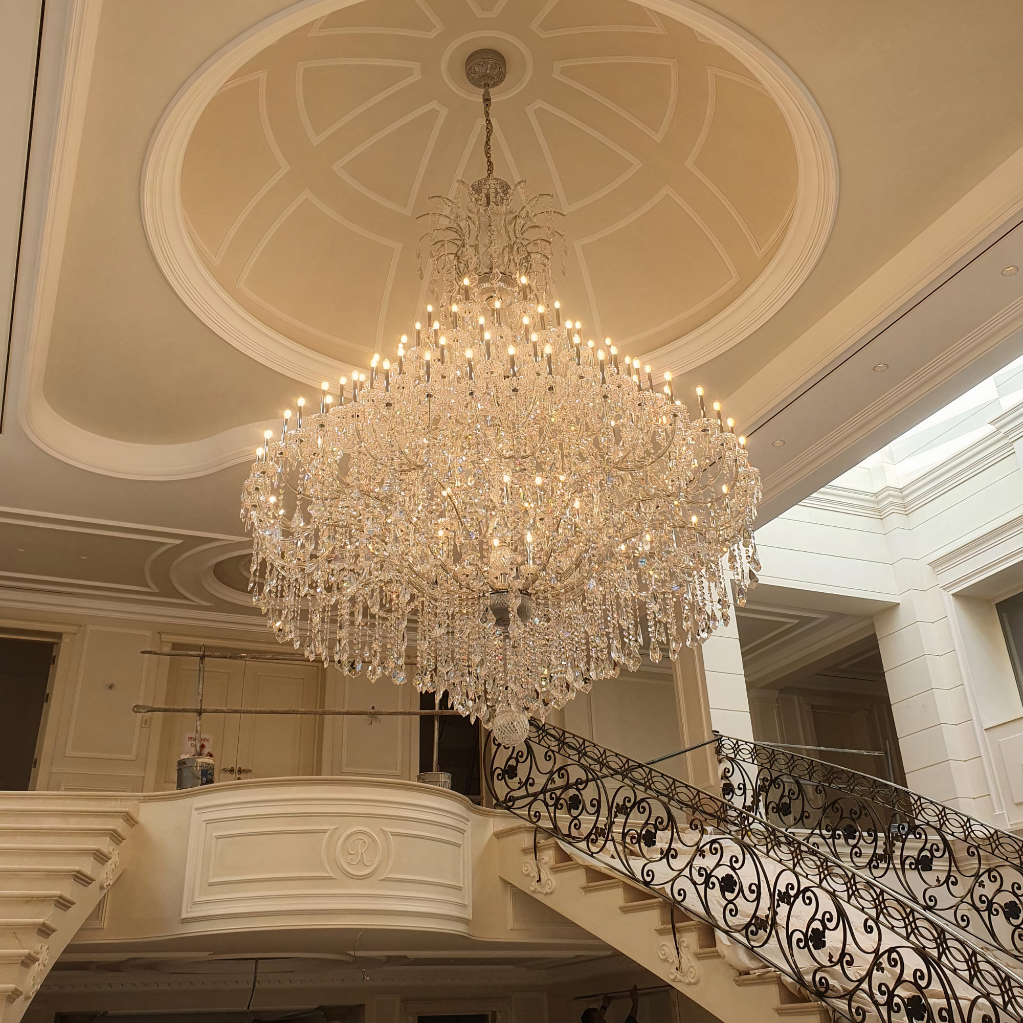 big custom chandelier with crystals - bespoke luxury lighting