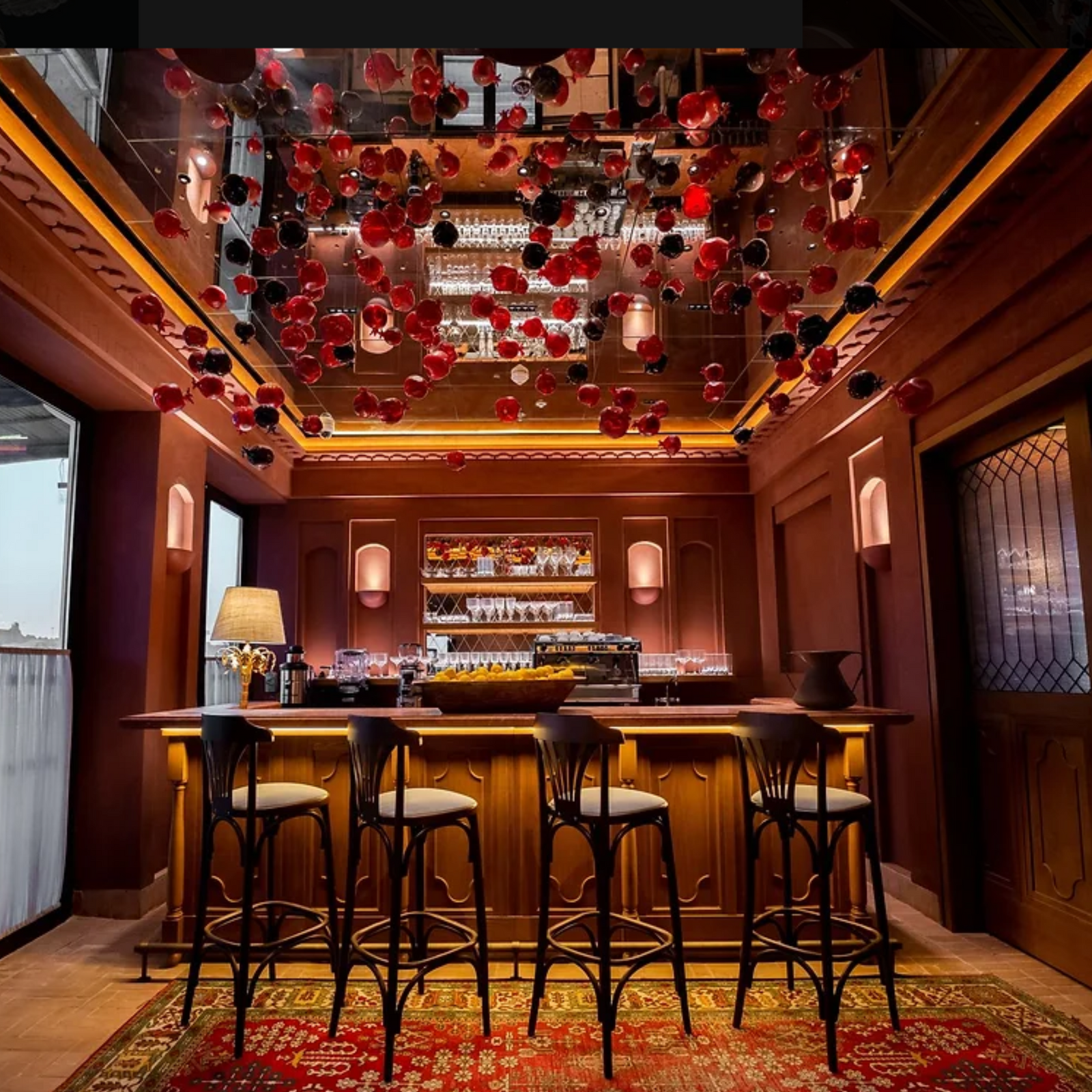 lighing installation over bar - custom hospitality lighting