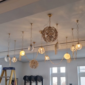 luxury glass globe ceiling lights - custom brass chandelier