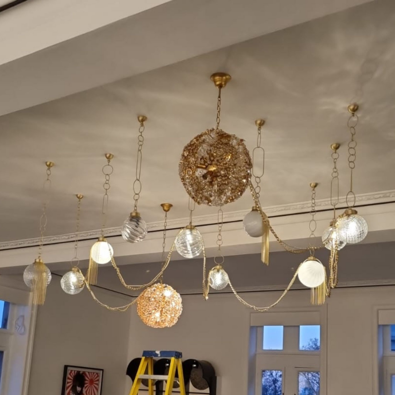 custom ceiling light installation - bespoke pendant lighting