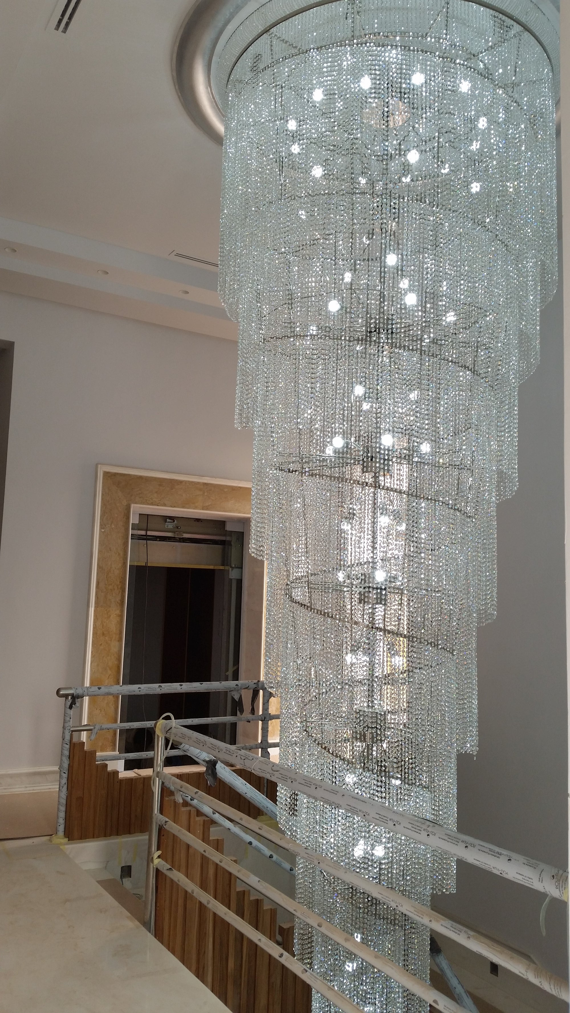 Twister Ceiling Crystal Chandelier Set with Matching Waterfall Wall Twister Lights