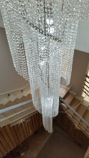 Twister Ceiling Crystal Chandelier Set with Matching Waterfall Wall Twister Lights
