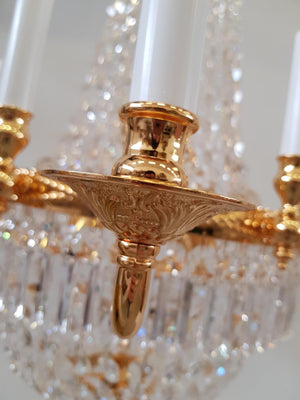 Dazzling Trio of Large Asfour Crystal Custom Empire Chandeliers Featured in St. Albans Hall