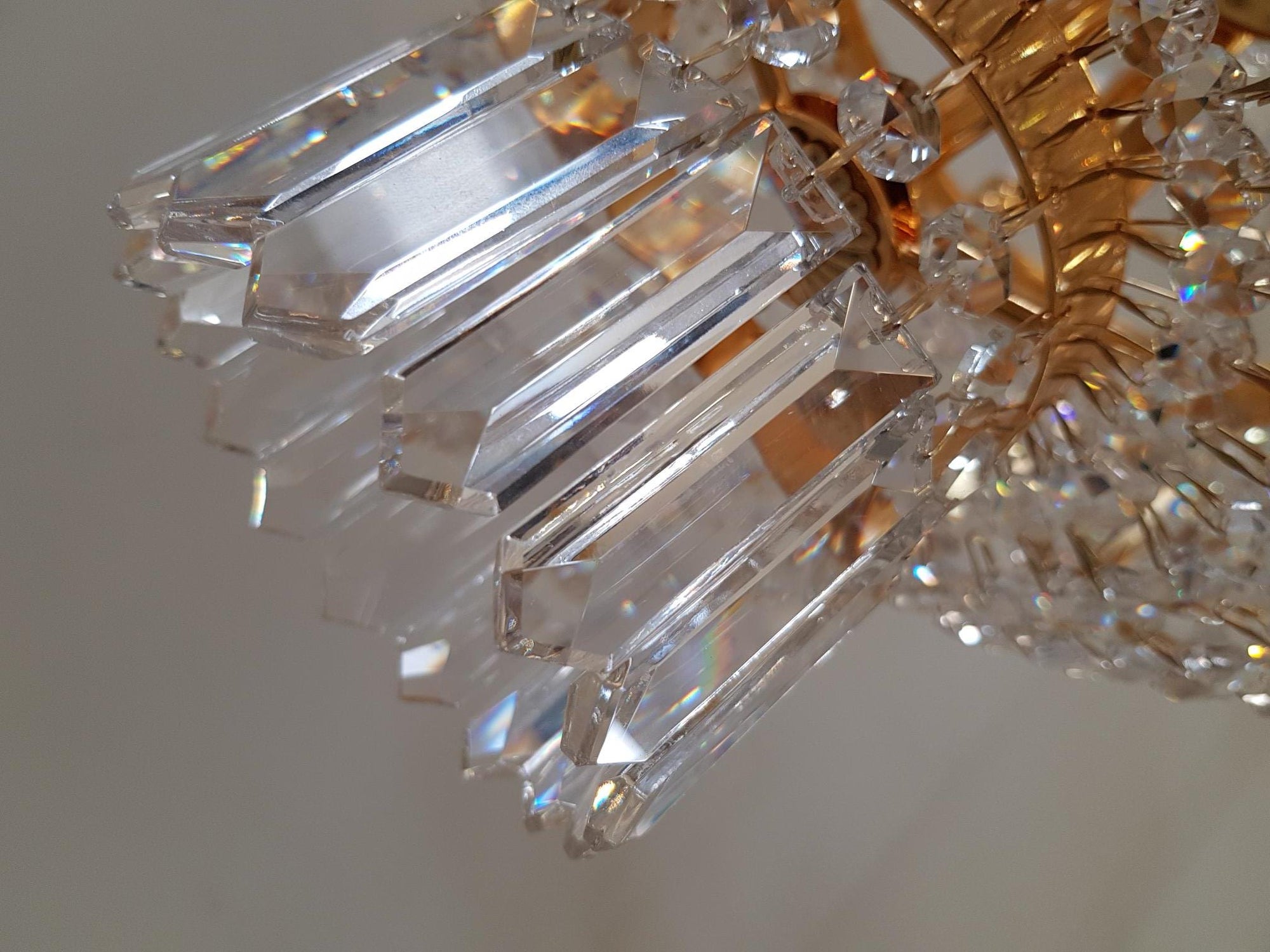 Dazzling Trio of Large Asfour Crystal Custom Empire Chandeliers Featured in St. Albans Hall