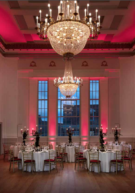 Dazzling Trio of Large Asfour Crystal Custom Empire Chandeliers Featured in St. Albans Hall