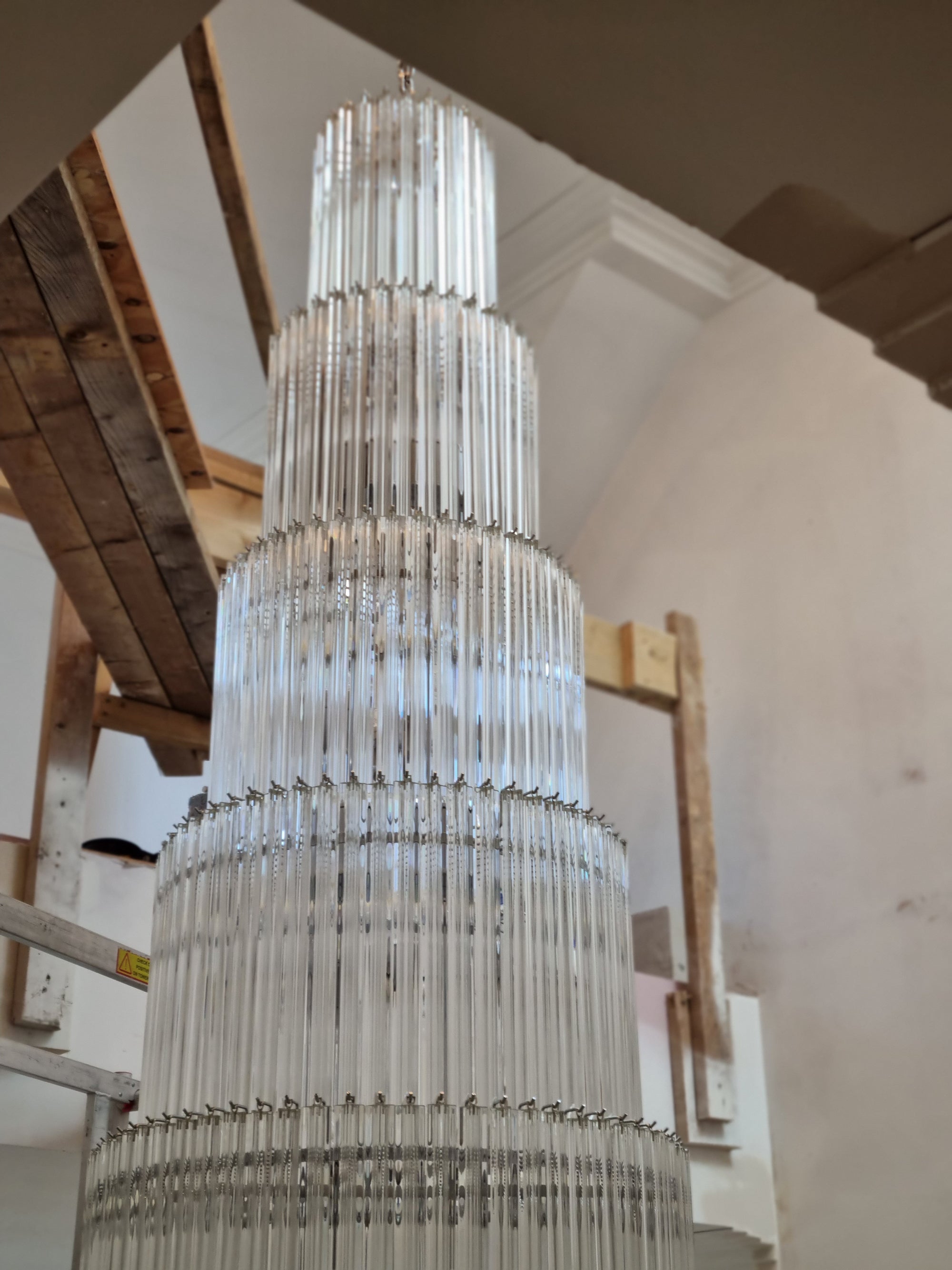 Bespoke Staircase Murano Glass Prism Chandelier