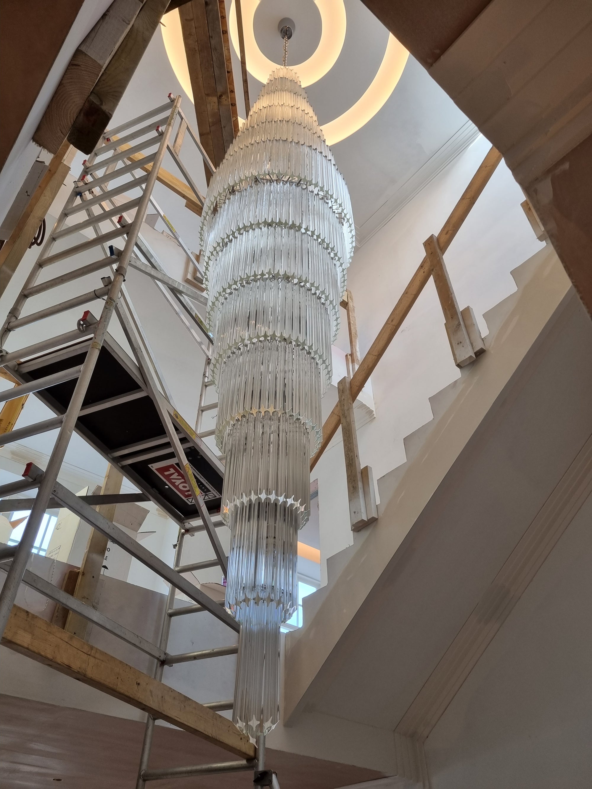 Bespoke Staircase Murano Glass Prism Chandelier