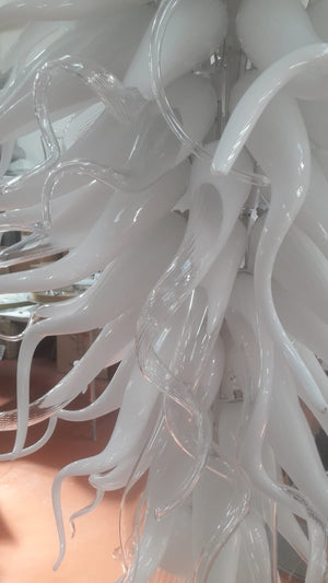 3 Meter Long Murano Art Glass White Horn Chandelier