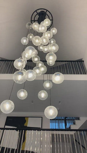 Modern Murano Pulegoso Blown Glass Bubble Lightweight Hallway Chandelier