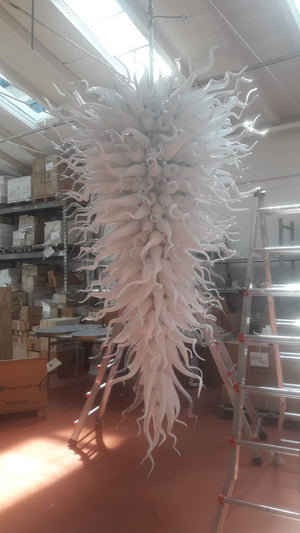 3 Meter Long Murano Art Glass White Horn Chandelier