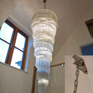 Solution for Angled Ceilings and Heavyweight Chandeliers - Spiral Murano Glass Prism Hallway Chandelier