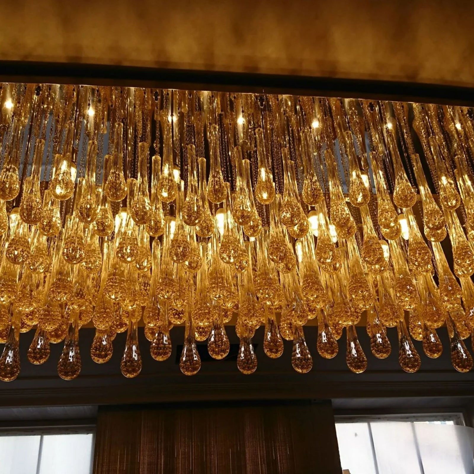 Bespoke 3.2 Metre Dining Room Chandelier with Murano Glass Teardrops