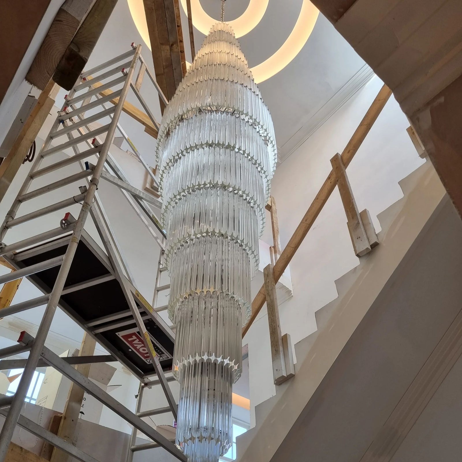 Bespoke Staircase Murano Glass Prism Chandelier