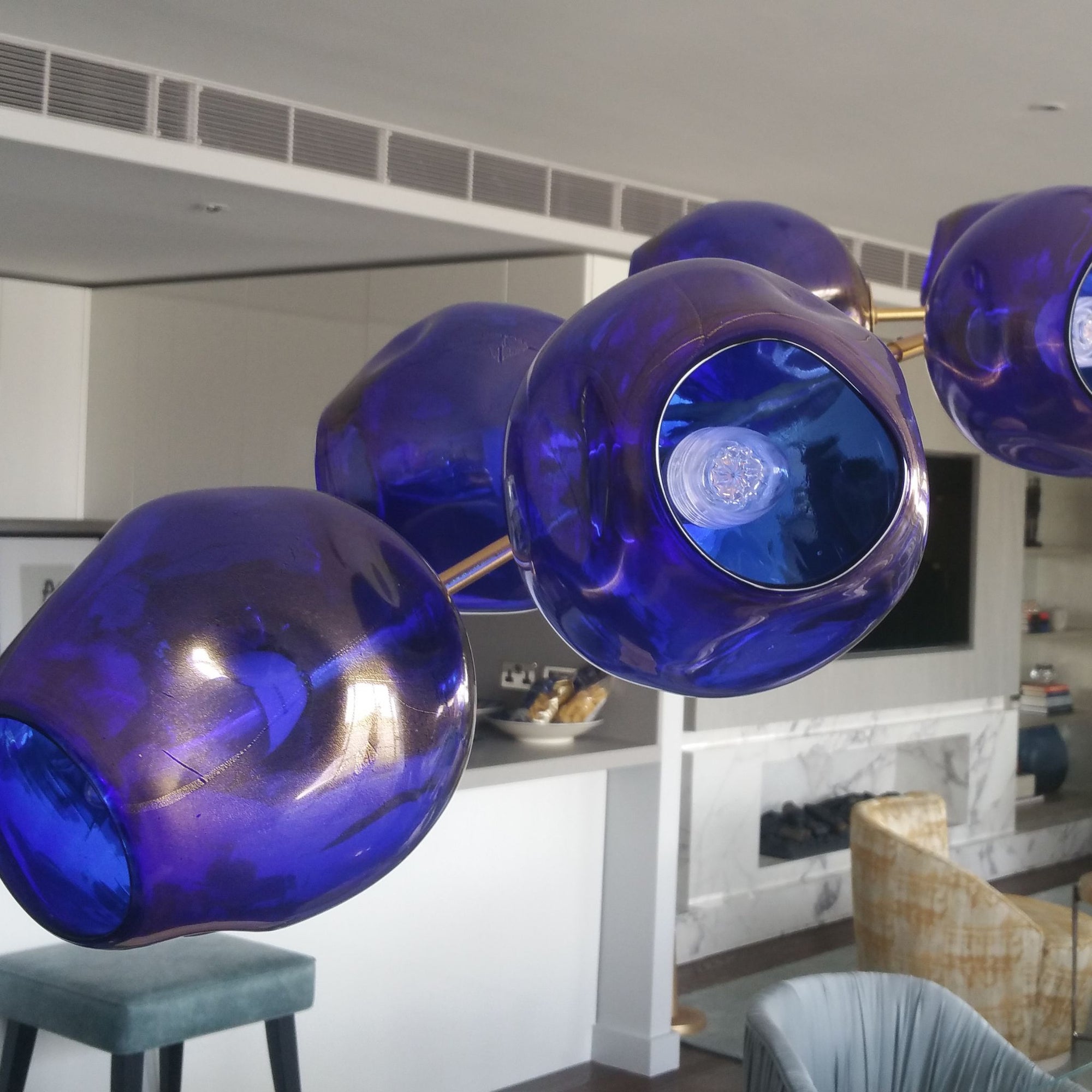 Bespoke Murano Glass Bubble Chandelier | Cobalt Blue