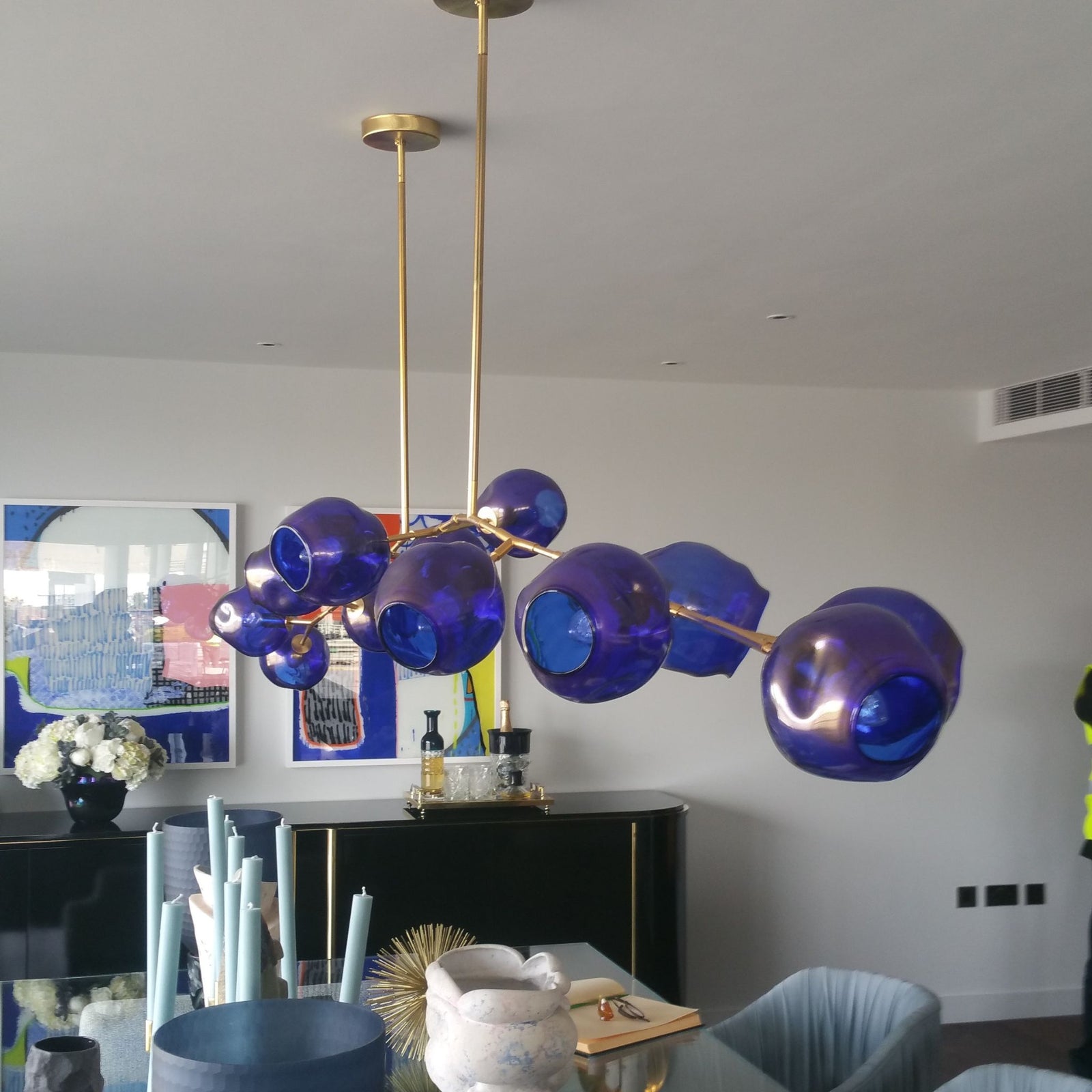 Bespoke Murano Glass Bubble Chandelier | Cobalt Blue
