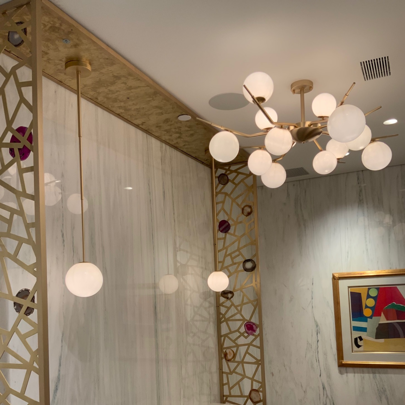 Blown Mid-Century Styled Murano Glass Ceiling Fixture and Pendant Lights