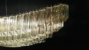 Custom 3 Sided Murano Glass Prism Dining Table Chandelier