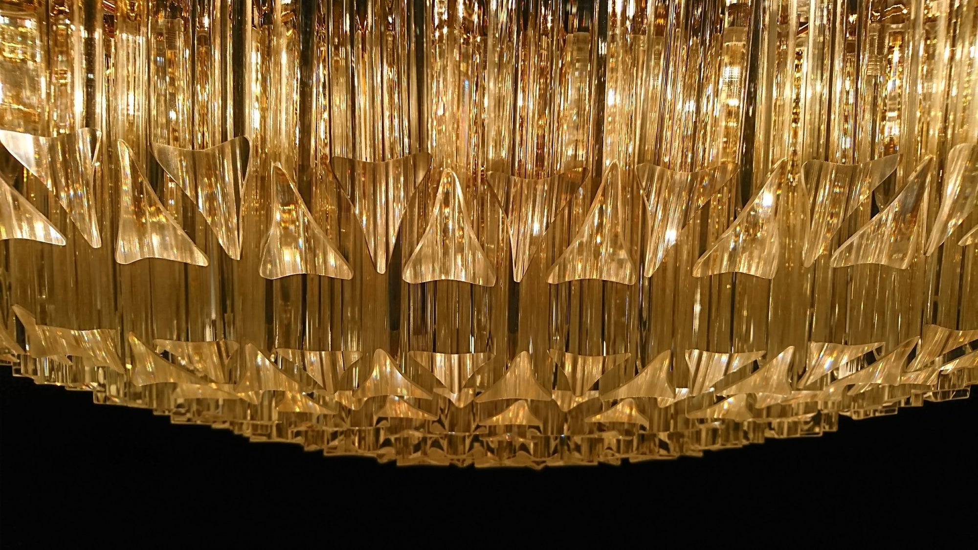 Custom 3 Sided Murano Glass Prism Dining Table Chandelier