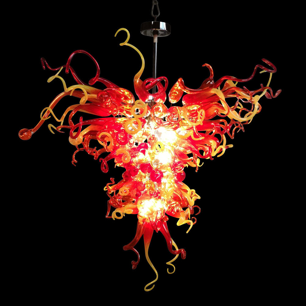 Customizable Art Glass Chandelier Pheonix Red & More Colour Options
