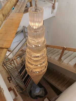 Bespoke Staircase Murano Glass Prism Chandelier