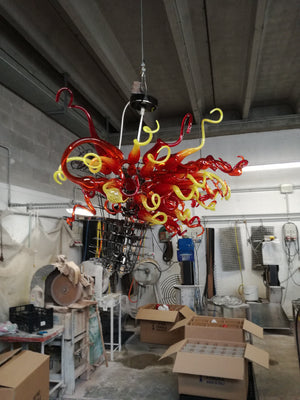 Customizable Art Glass Chandelier Pheonix Red & More Colour Options