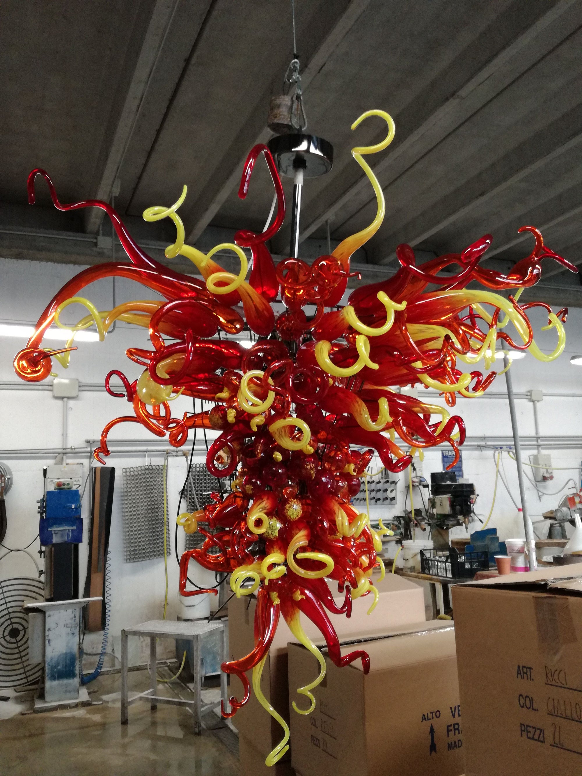 Customizable Art Glass Chandelier Pheonix Red & More Colour Options