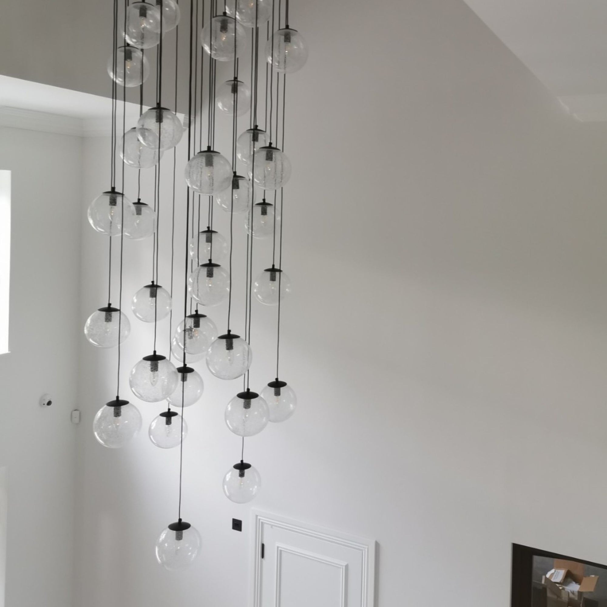 Modern Murano Pulegoso Blown Glass Bubble Lightweight Hallway Chandelier