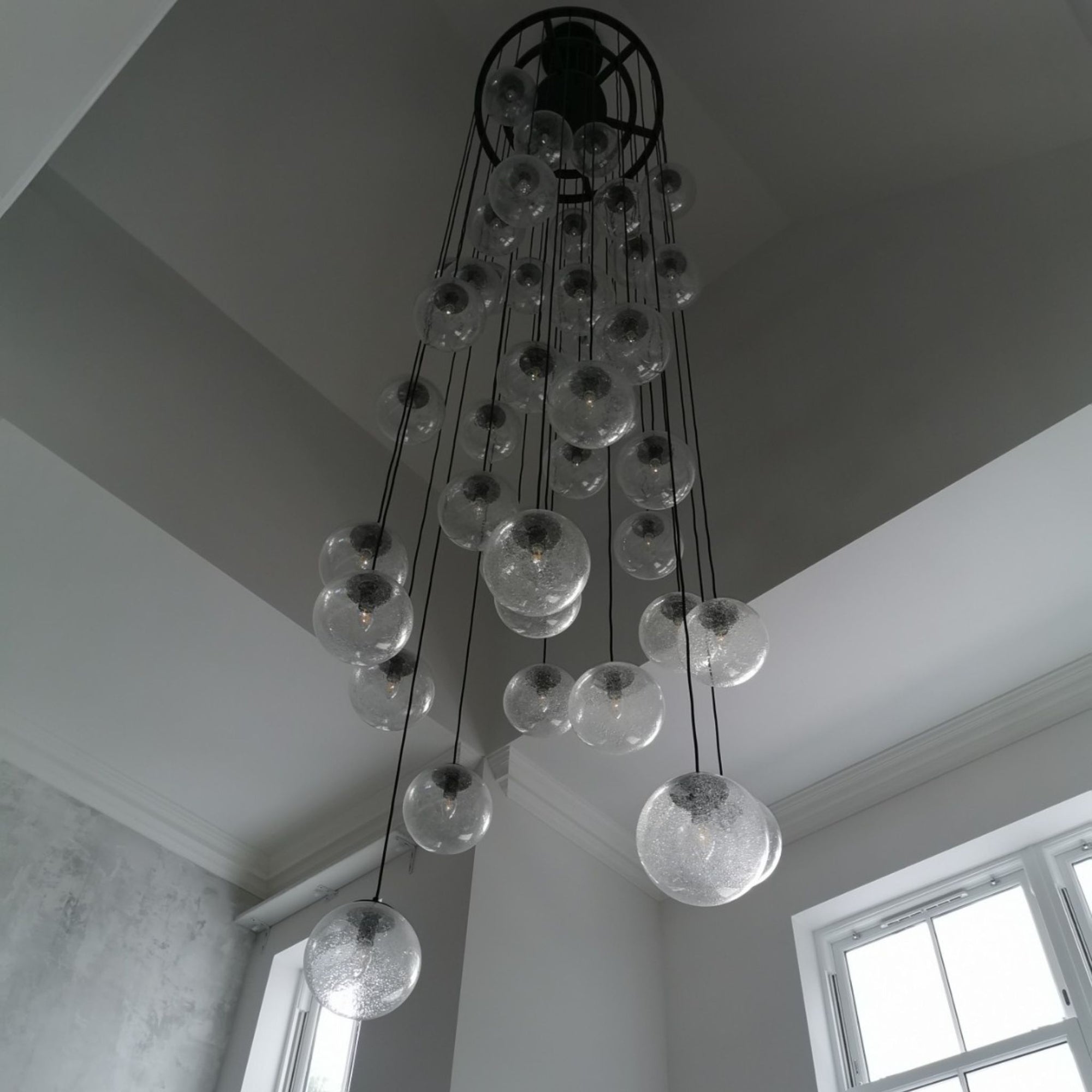 Modern Murano Pulegoso Blown Glass Bubble Lightweight Hallway Chandelier