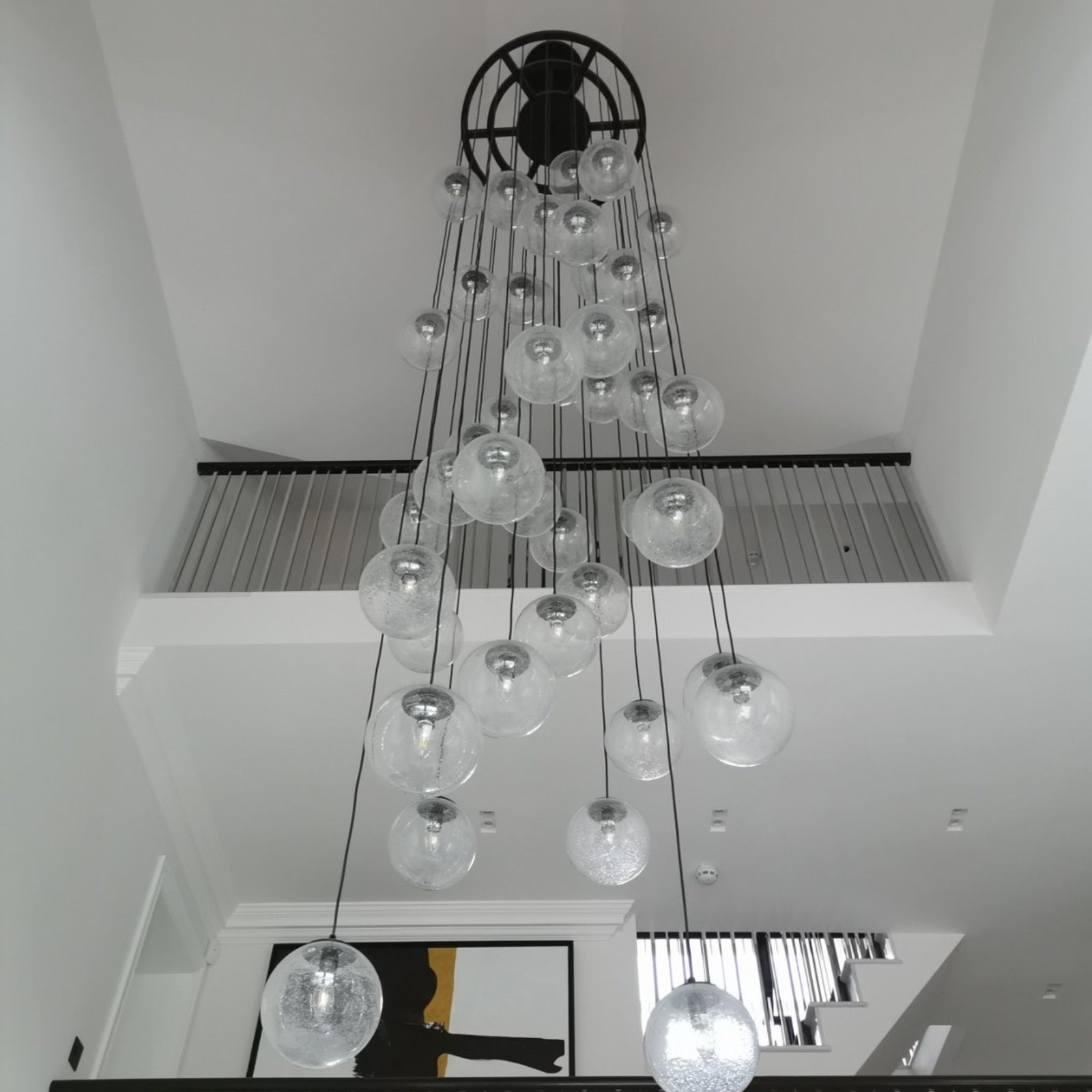 Modern Murano Pulegoso Blown Glass Bubble Lightweight Hallway Chandelier