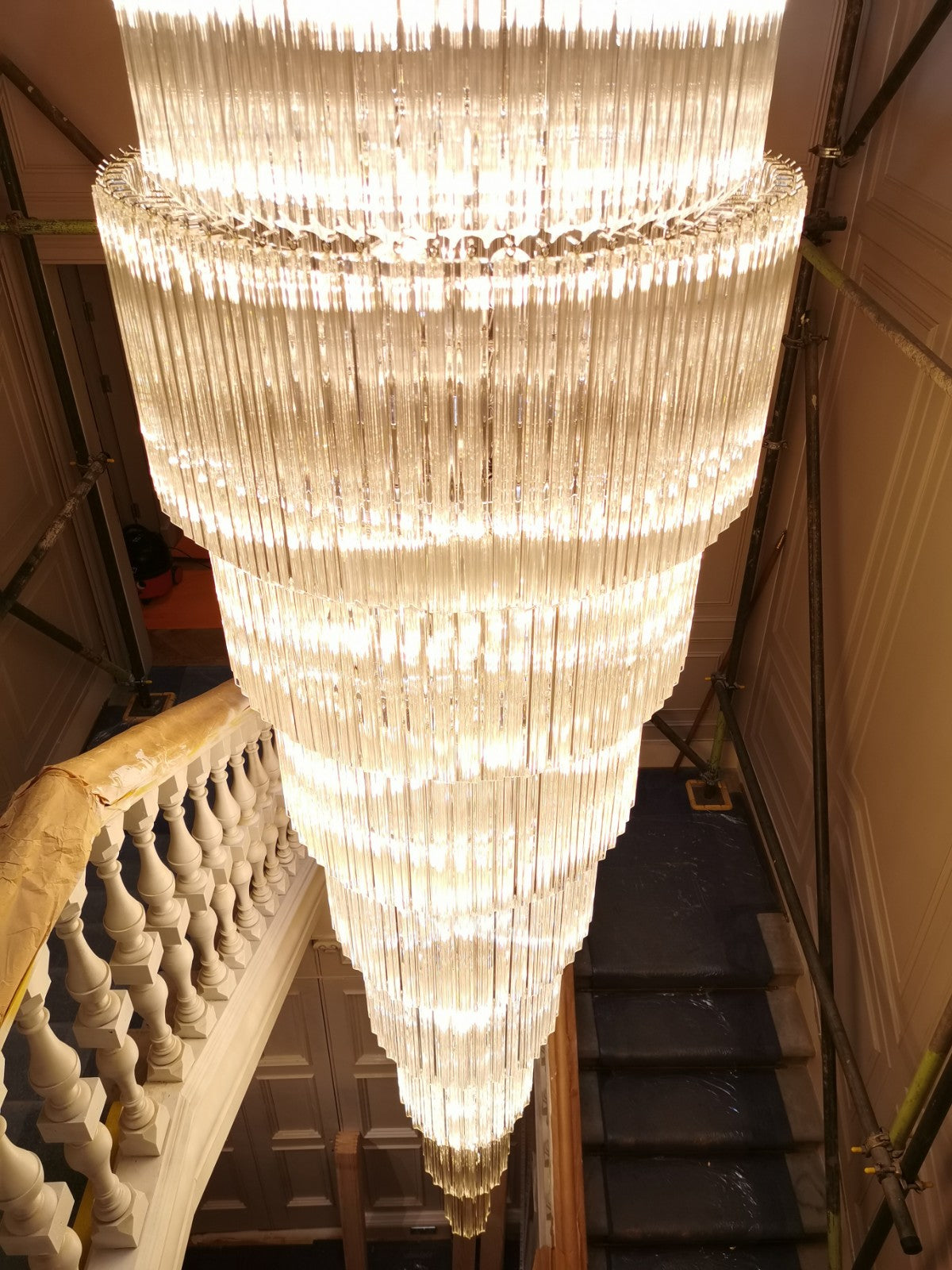 Bespoke Staircase Murano Glass Prism Chandelier