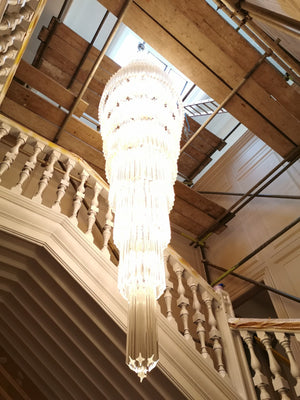 Bespoke Staircase Murano Glass Prism Chandelier