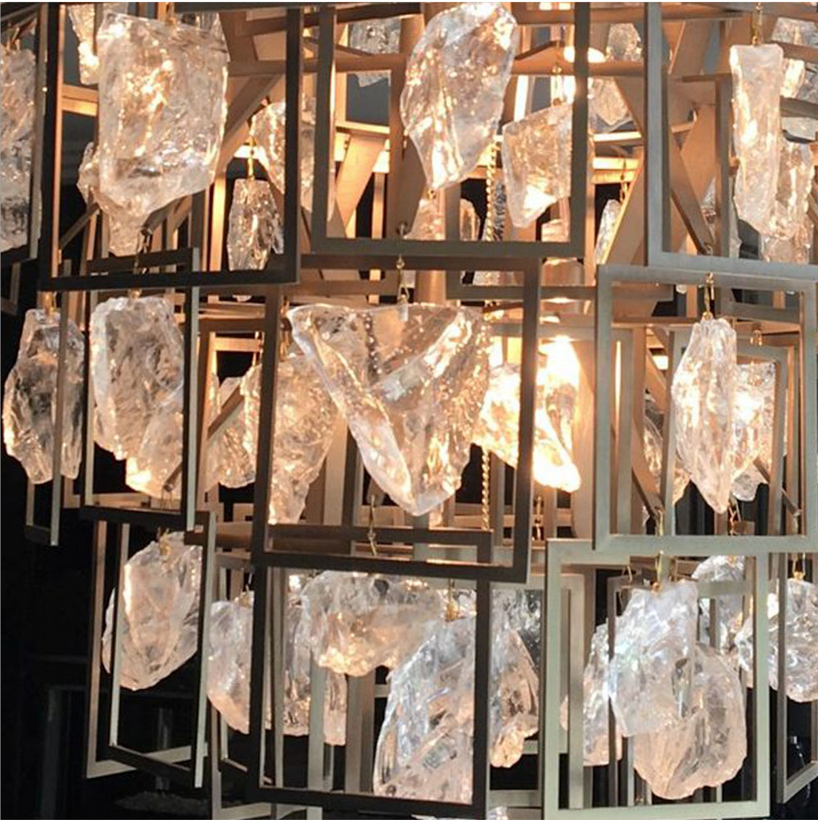 Large Modern Bespoke Chandelier With Murano Glass or Rock Crystal