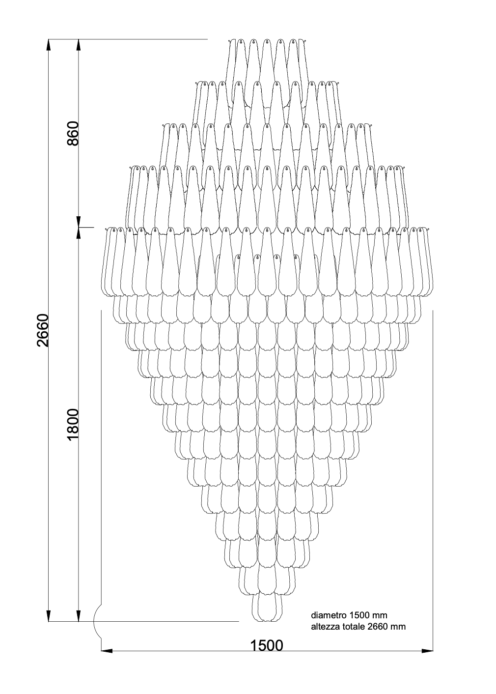 Petal Textured Glass Elements Large Hallway Chandelier