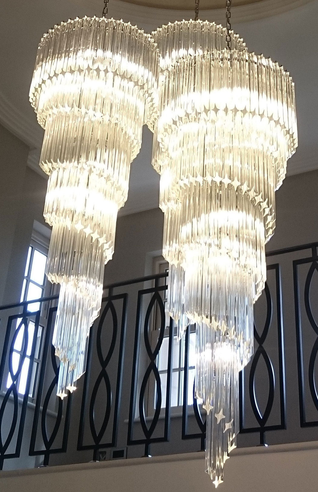 Murano glass prism hallway chandelier with bespoke size options