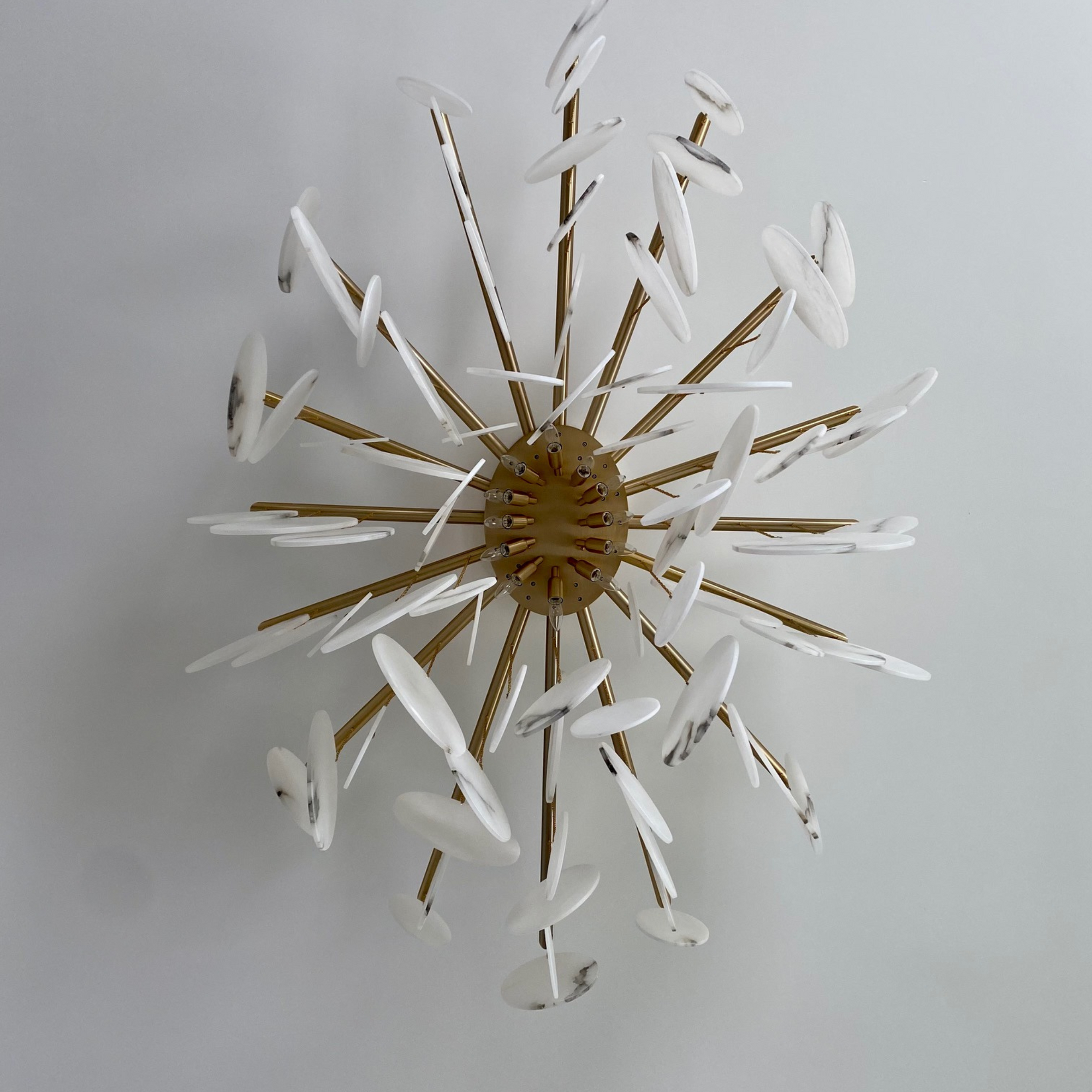 White Alabaster Disc Ceiling Fixture Chandelier