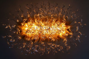 Bespoke gold and clear Murano glass art chandelier